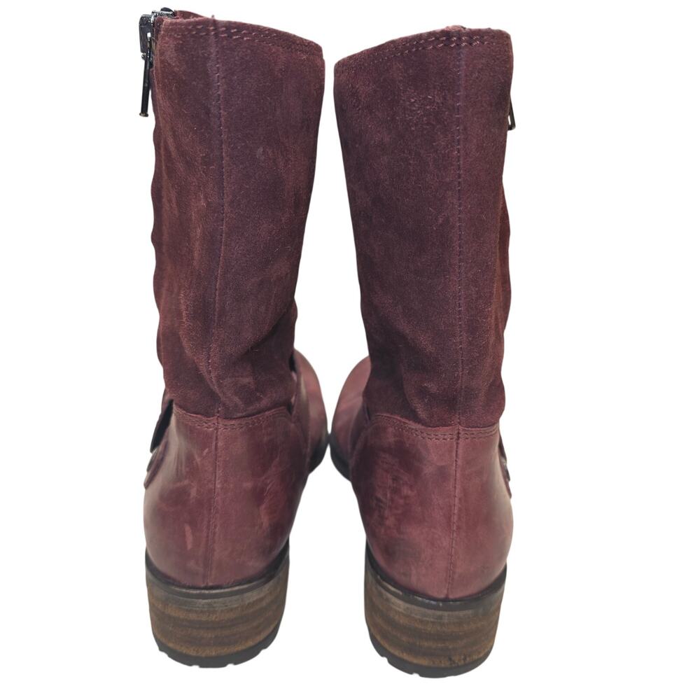 Clarks Majorca Isla mid calf leather slouch, zip burgundy boots sz 9.5 - Picture 5 of 11